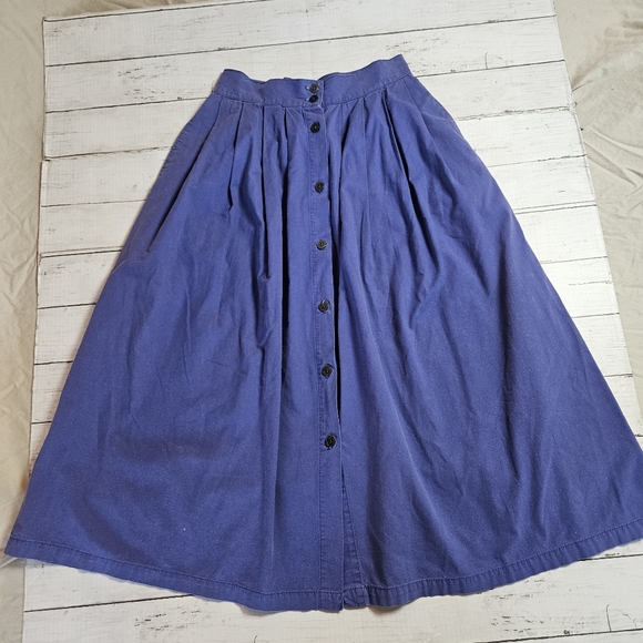 Vintage Calvin Klein Sport Blue Button Down Midi Skirt Size 10 26.5" Waist - Picture 1 of 8